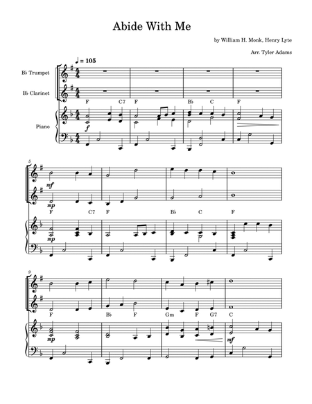 Abide With Me (Trumpet and Clarinet Duet with Piano) image number null