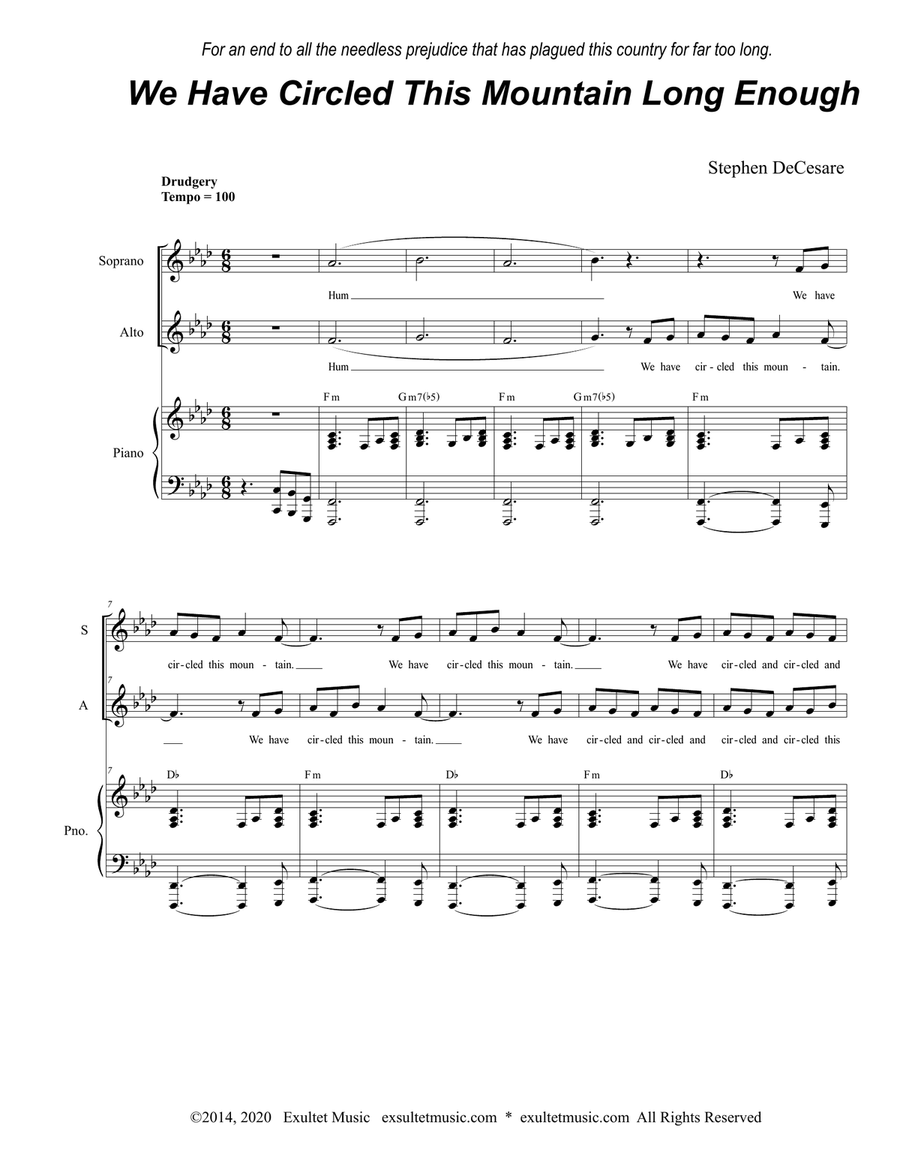 We Have Circled This Mountain Long Enough (for 2-part choir - (SA)