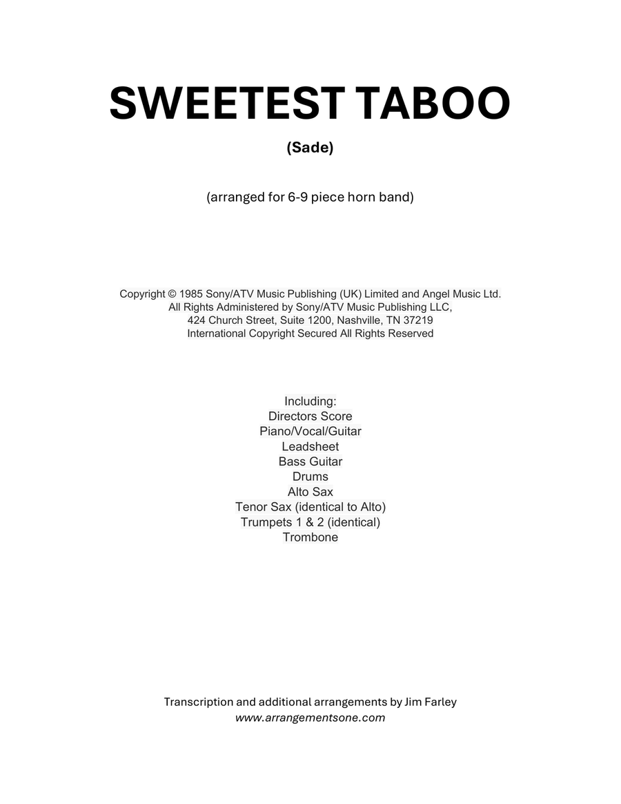 The Sweetest Taboo Tenor Saxophone scores gallery preview page 1