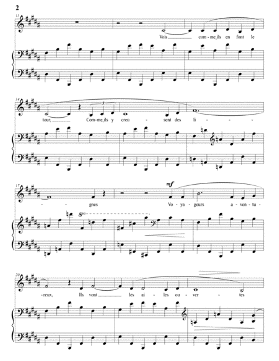 HAHN: Les cygnes (transposed to B major) Voice scores gallery preview page 3