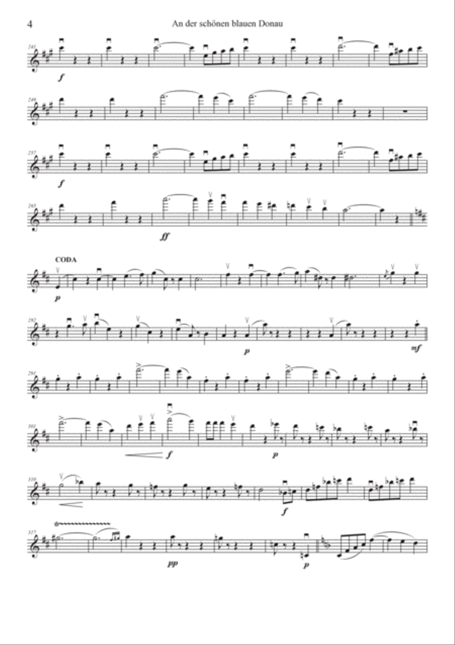 Blue Danube Waltz for String Quartet, A4 print and iPad layout String Quartet scores gallery preview page 4