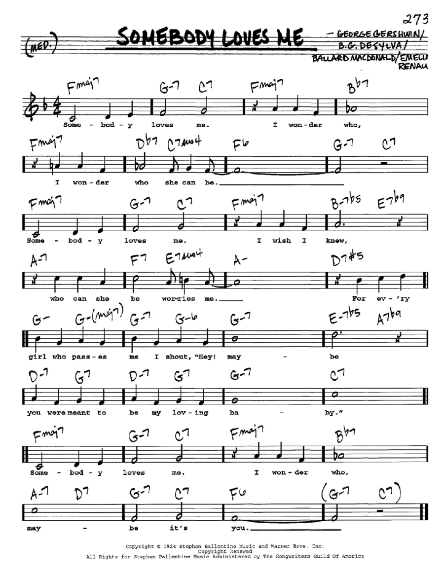 Somebody Loves Me Somebody Loves Me Voice scores gallery preview page 1