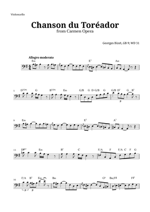 Chanson du Toreador by Bizet for Cello