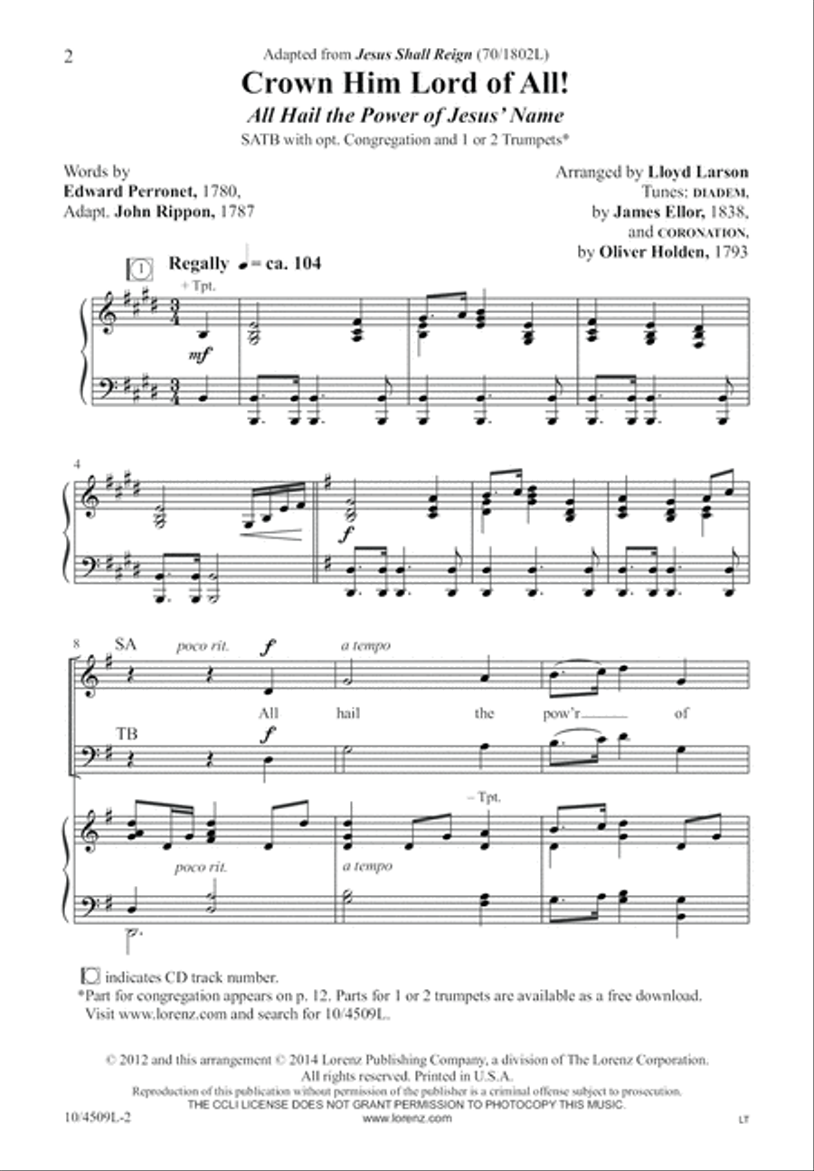 Crown Him Lord of All! 4-Part scores gallery preview page 3
