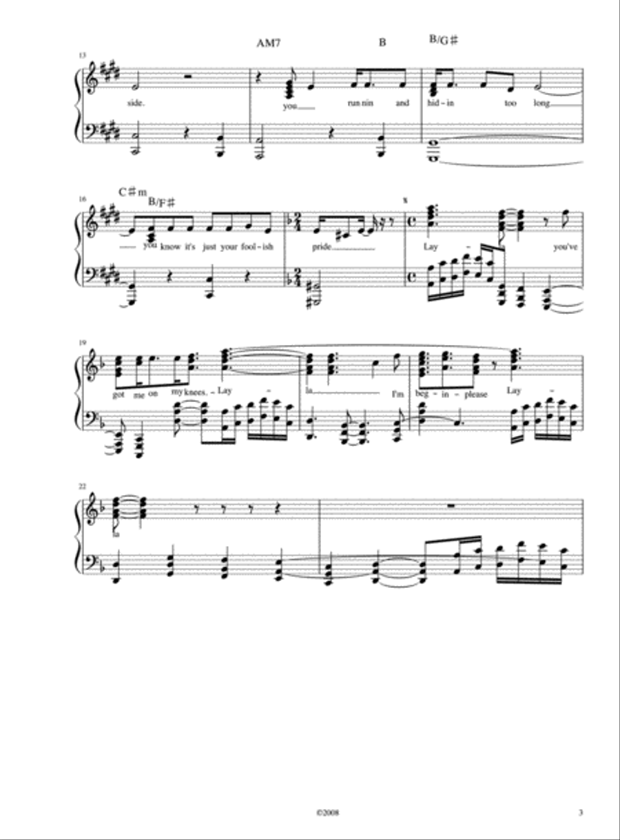 Layla Piano Solo scores gallery preview page 3