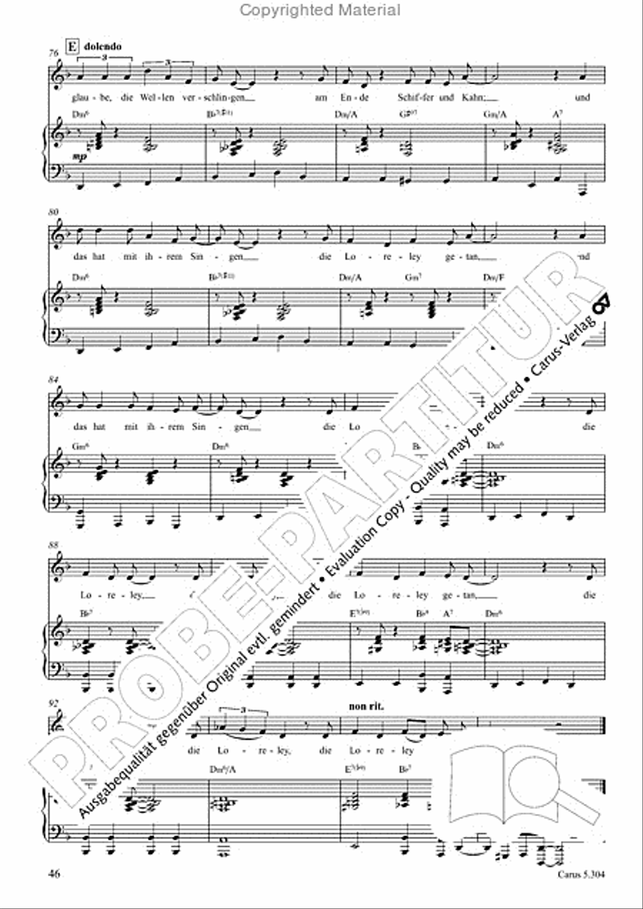 Schindler: Rosenzeit. Ein Liederzyklus uber die Liebe. Chansons fur Singstimme und Klavier Piano scores gallery preview page 47