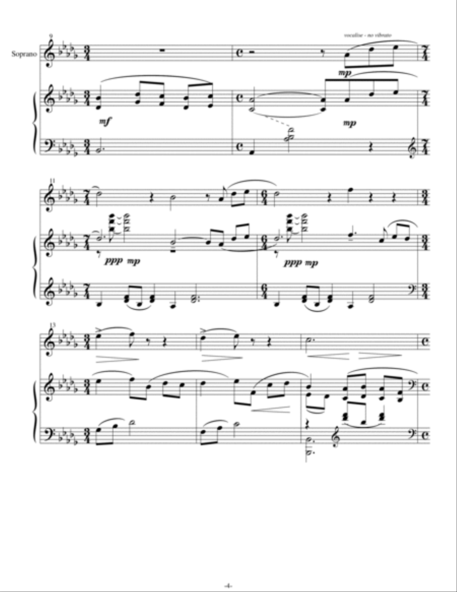 Aki - Vocalise for Soprano and Piano - Opus 4 High Voice scores gallery preview page 4