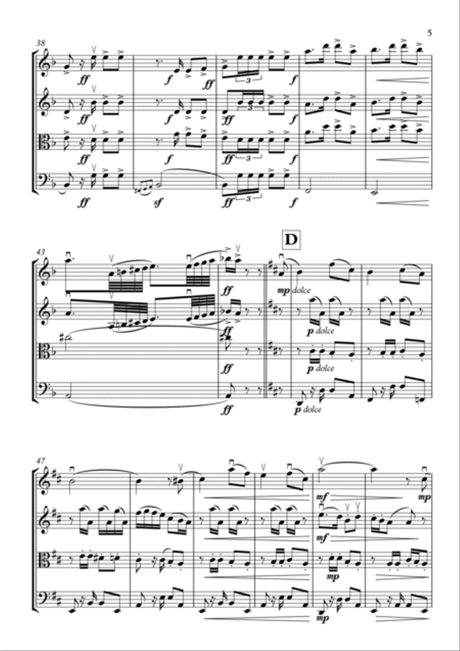 Jalousie (tango Tzigane) String Quartet scores gallery preview page 5