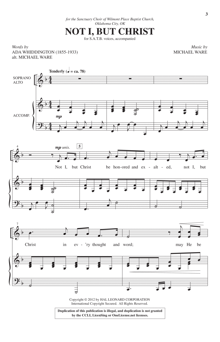 Not I, But Christ 4-Part scores gallery preview page 1