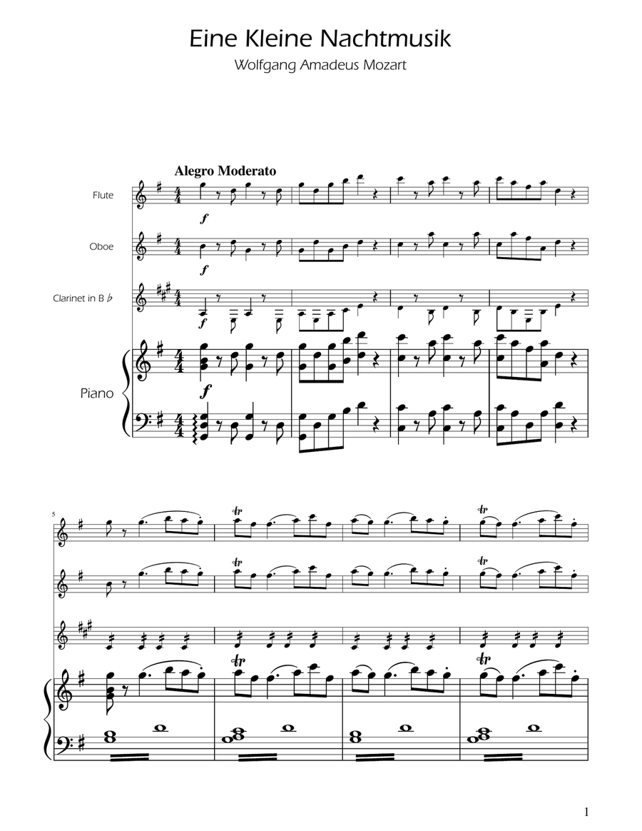 Mozart: Eine Kleine Nachtmusik (K.525) - Woodwind Trio