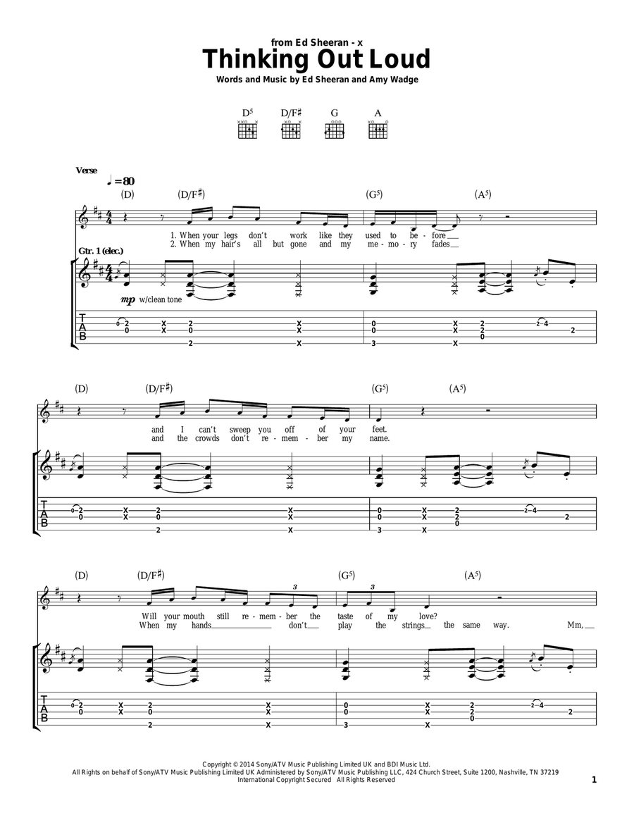 Thinking Out Loud Thinking Out Loud Acoustic Guitar scores gallery preview page 1