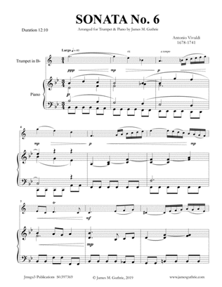 Book cover for Vivaldi: Sonata No. 6 for Trumpet & Piano