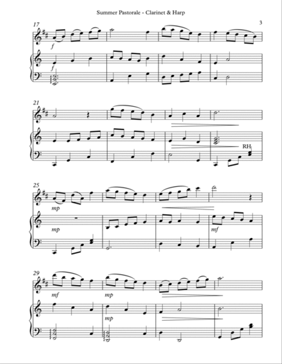 Summer Pastorale, Duet for Bb Clarinet & Harp image number null