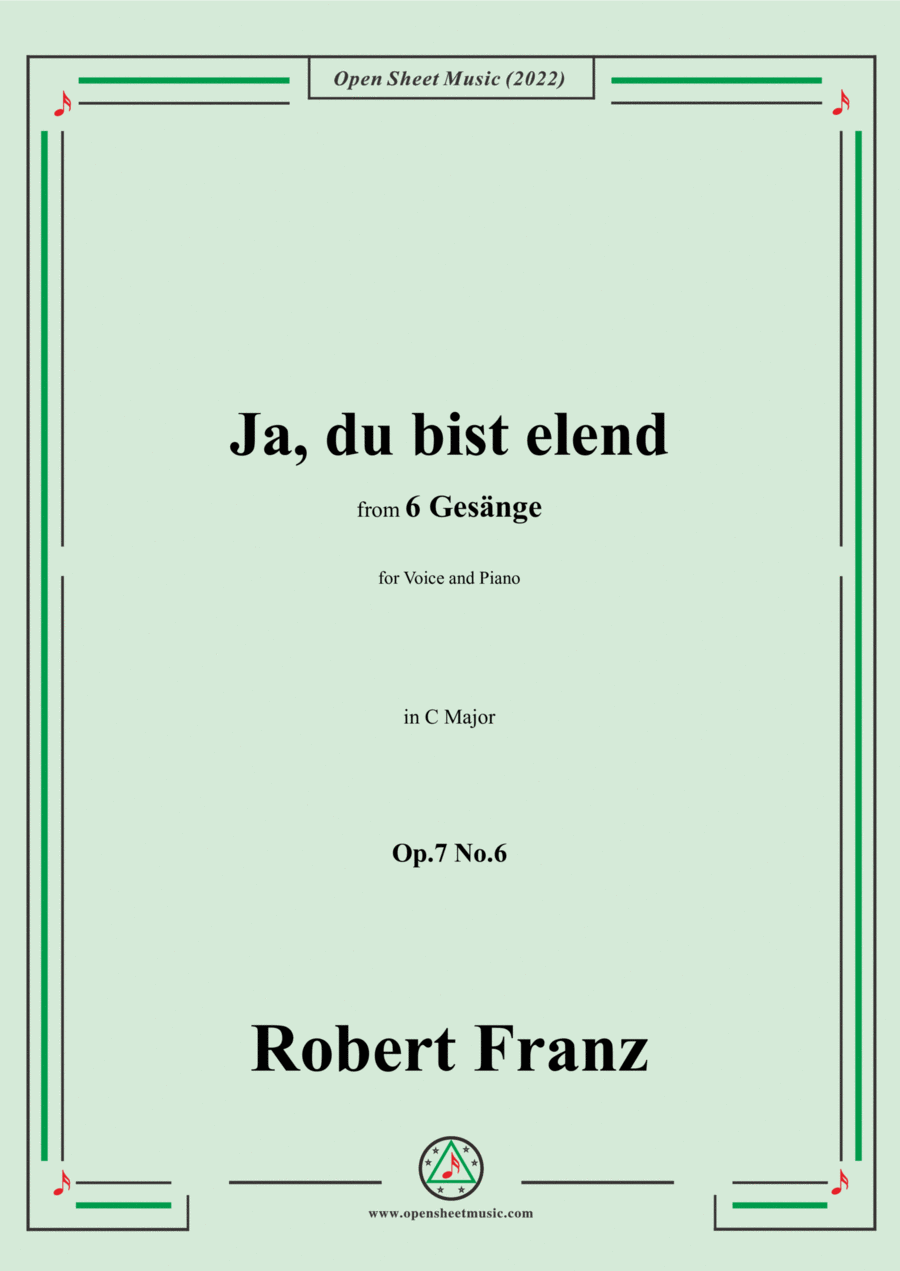 Franz-Ja,du bist elend,in C Major,Op.7 No.6,from 6 Gesange Voice scores gallery preview page 1