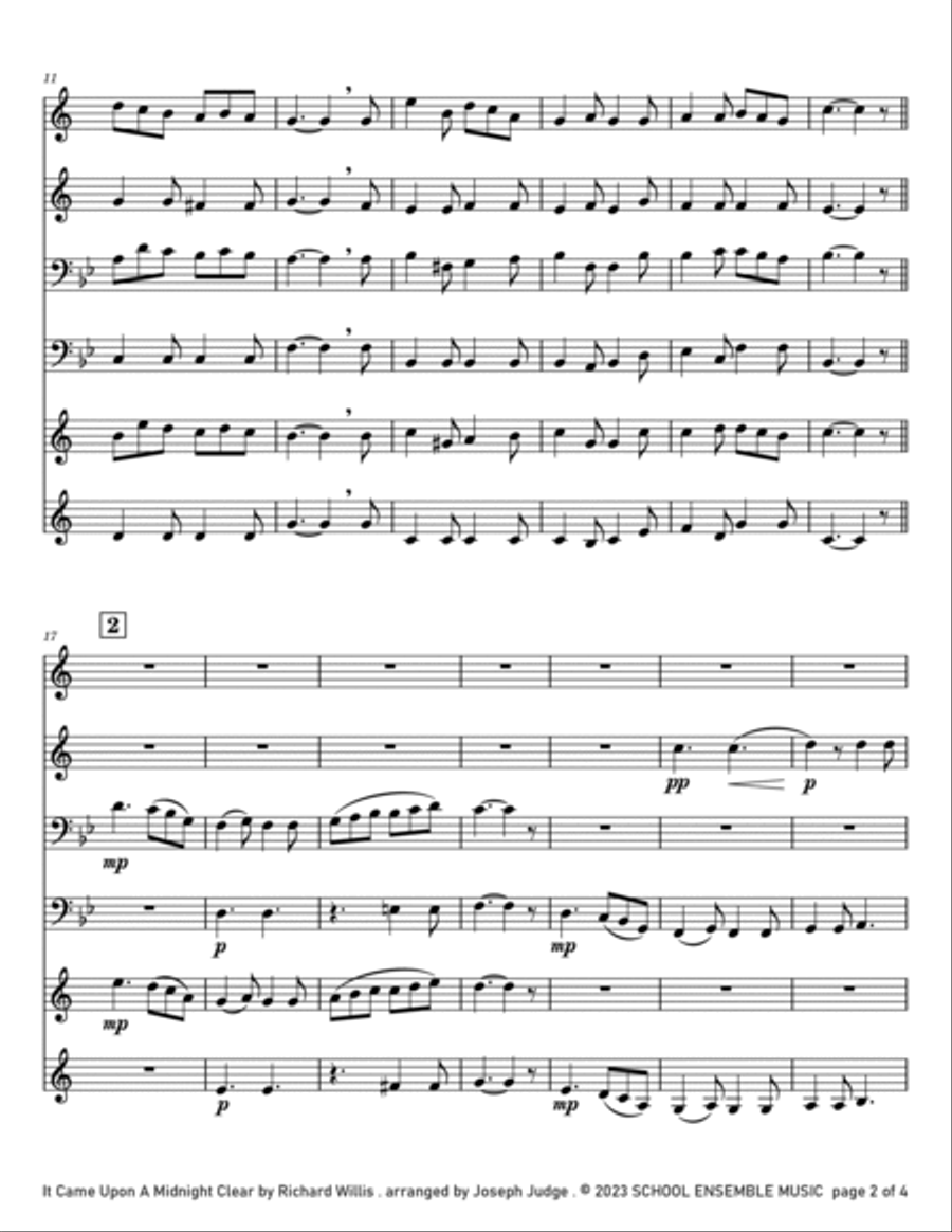 It Came Upon A Midnight Clear for Brass Quartet in Schools Brass Quartet scores gallery preview page 2