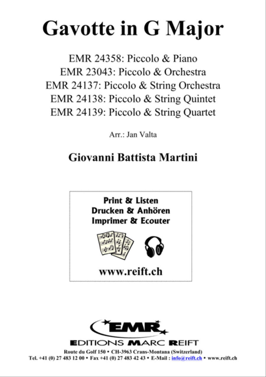 Gavotte in G Major Piccolo scores gallery preview page 1