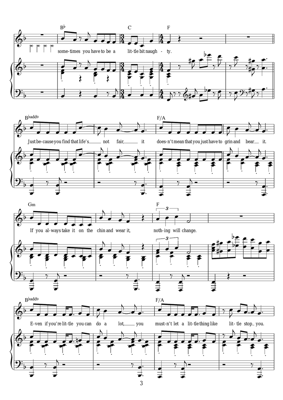 Naughty (from Matilda The Musical) Piano, Vocal scores gallery preview page 3