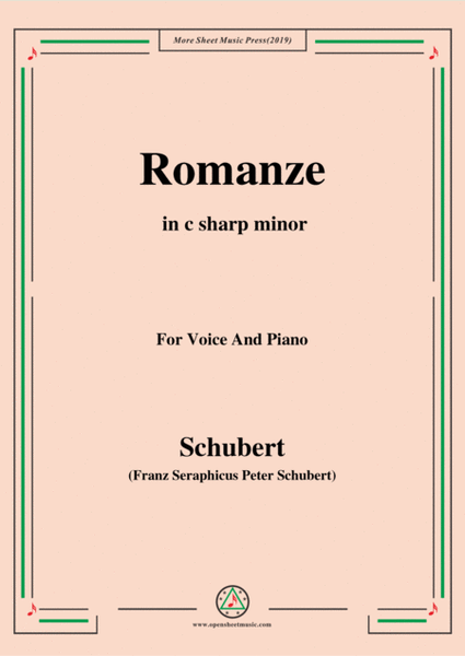 Schubert-Romanze,from 'the play Rosamunde',in c sharp minor,Op.26,for Voice and Piano image number null