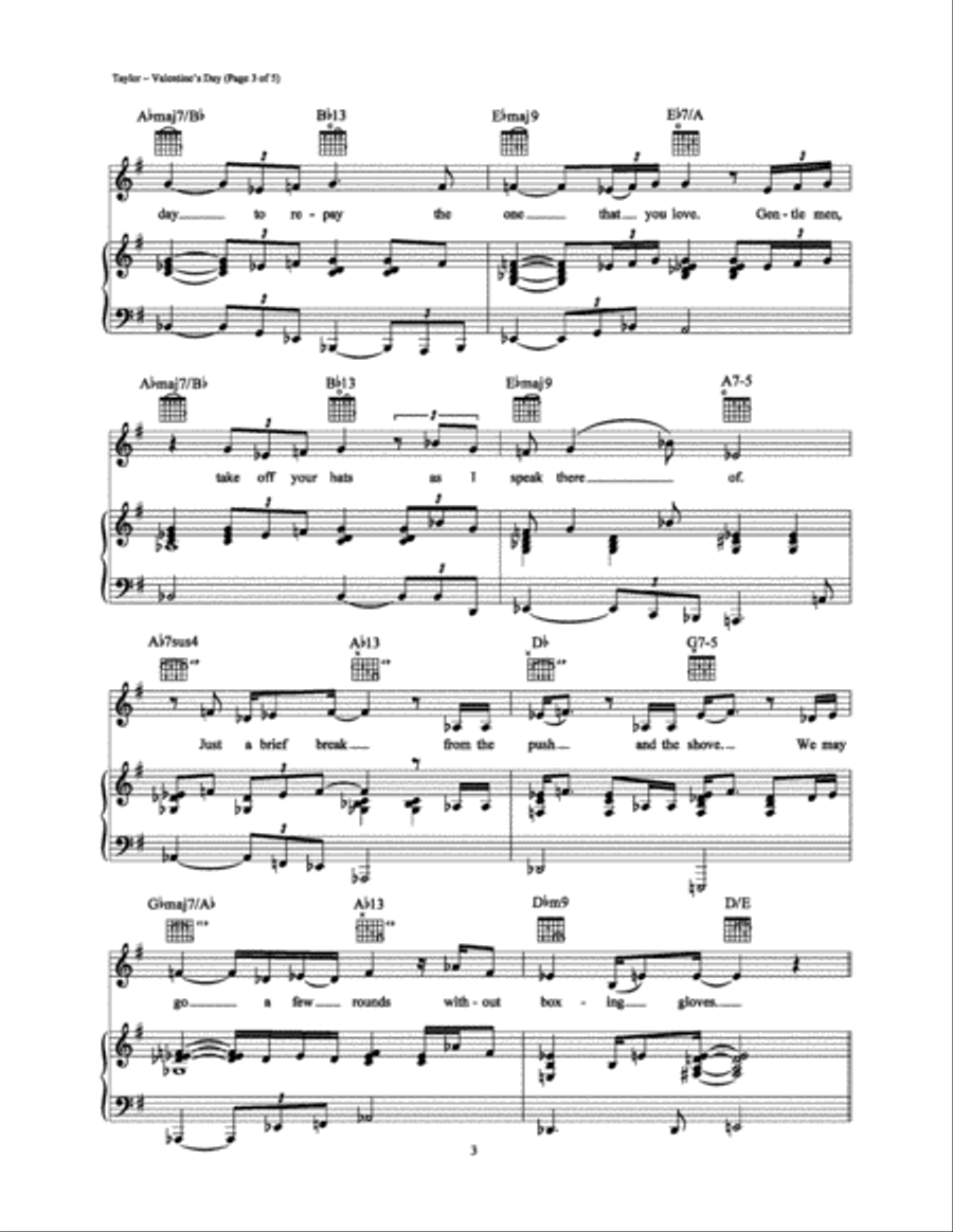 Valentine's Day Valentine's Day Piano, Vocal, Guitar scores gallery preview page 3