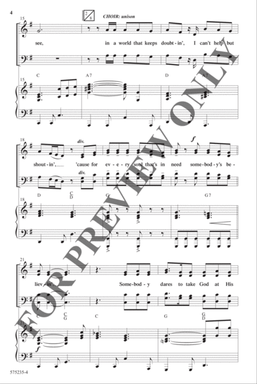 Somebody's Believing - Anthem Choir scores gallery preview page 4