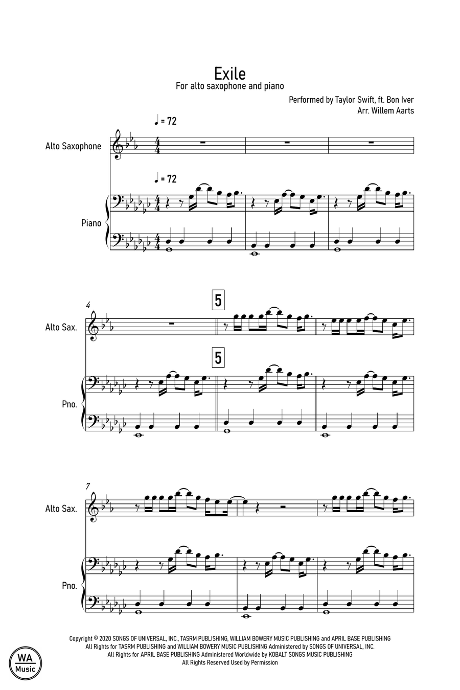 Exile Alto Saxophone scores gallery preview page 1