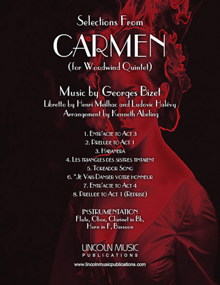 Book cover for Bizet – Selections from CARMEN (for Woodwind Quintet)