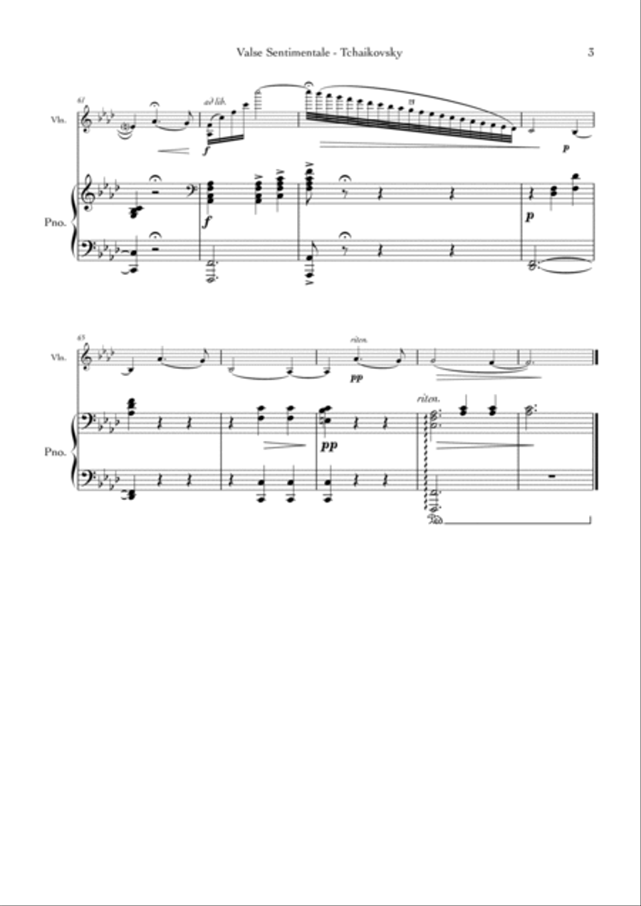 Valse Sentimentale Op.51, No. 6 Violin Solo scores gallery preview page 3