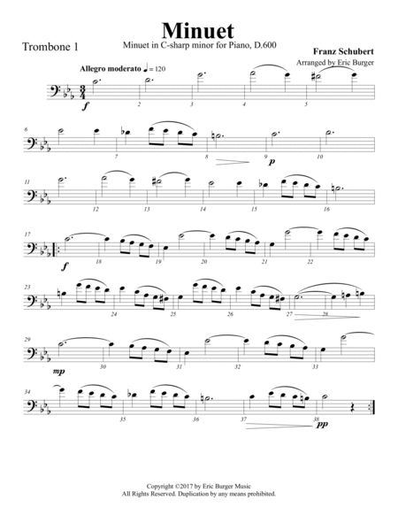 Minuet for Trombone or Low Brass Quartet image number null