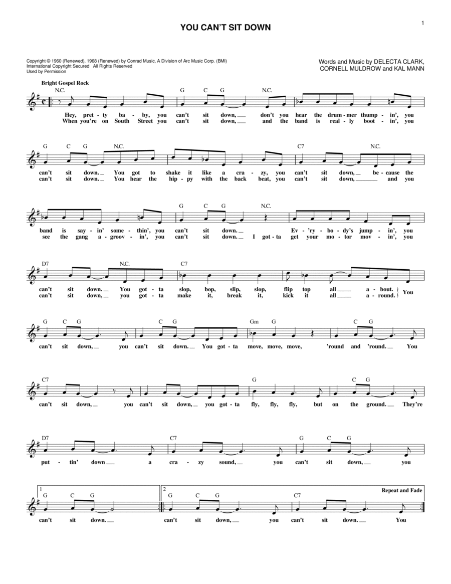 You Can't Sit Down Piano scores gallery preview page 1