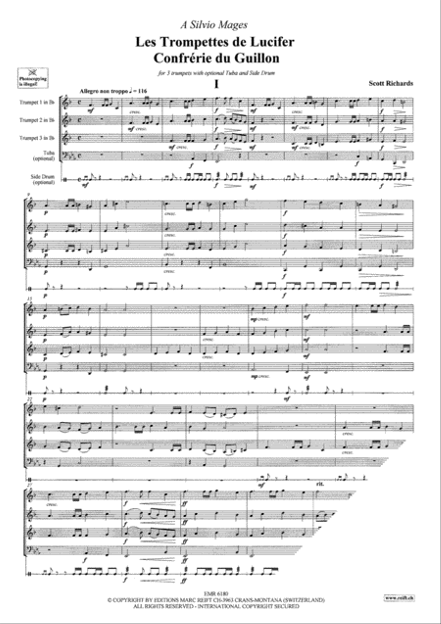 Les Trompettes de Lucifer / Confrerie du Guillon Trumpet Trio scores gallery preview page 8