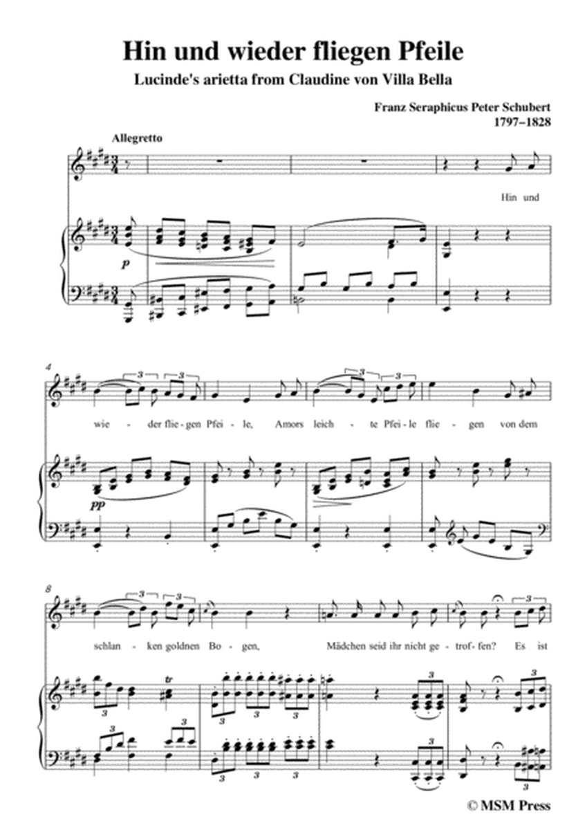 Schubert-Hin und wieder fliegen Pfeile,in E Major,for Voice&Piano image number null