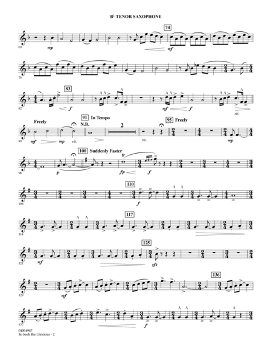 To Seek the Glorious - Bb Tenor Saxophone Tenor Saxophone scores gallery preview page 2