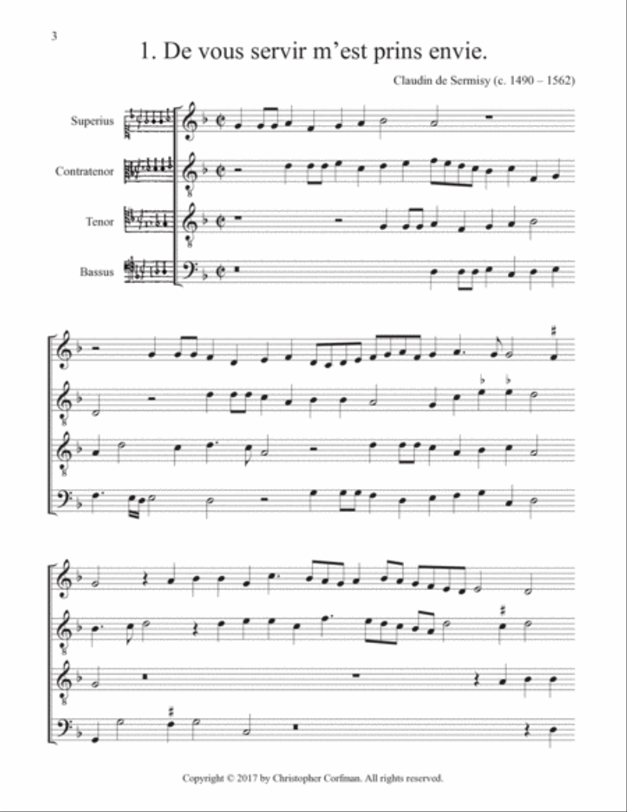 14 Chansons from 'Vingt & sept chansons musicales a quatre parties' Woodwind Quartet scores gallery preview page 6