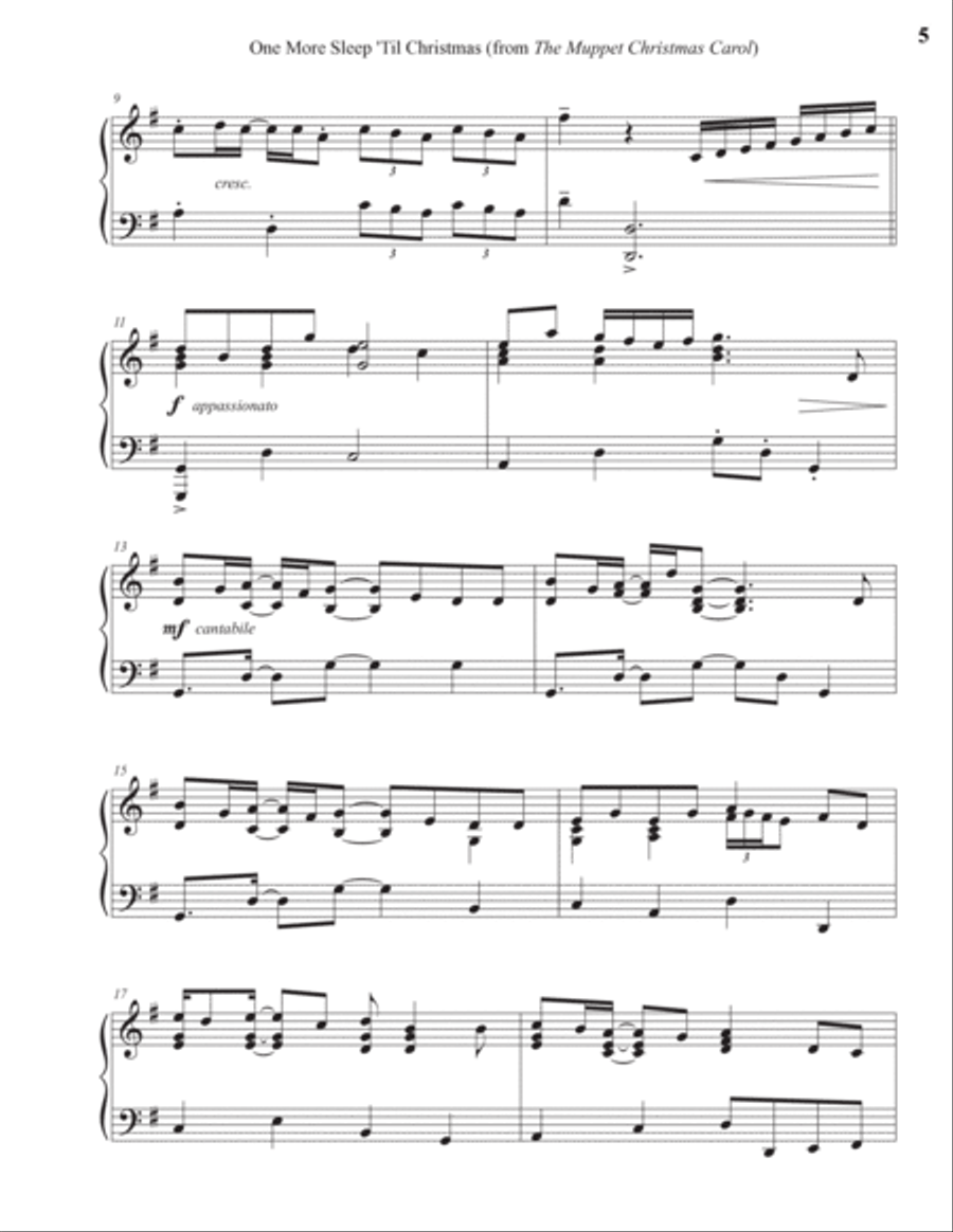 One More Sleep 'til Christmas Piano Solo scores gallery preview page 5