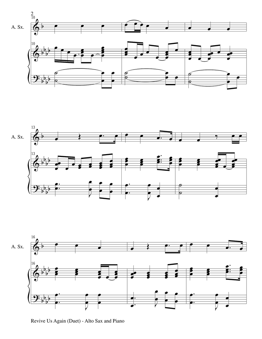 REVIVE US AGAIN (Duet – Alto Sax and Piano/Score and Parts) image number null