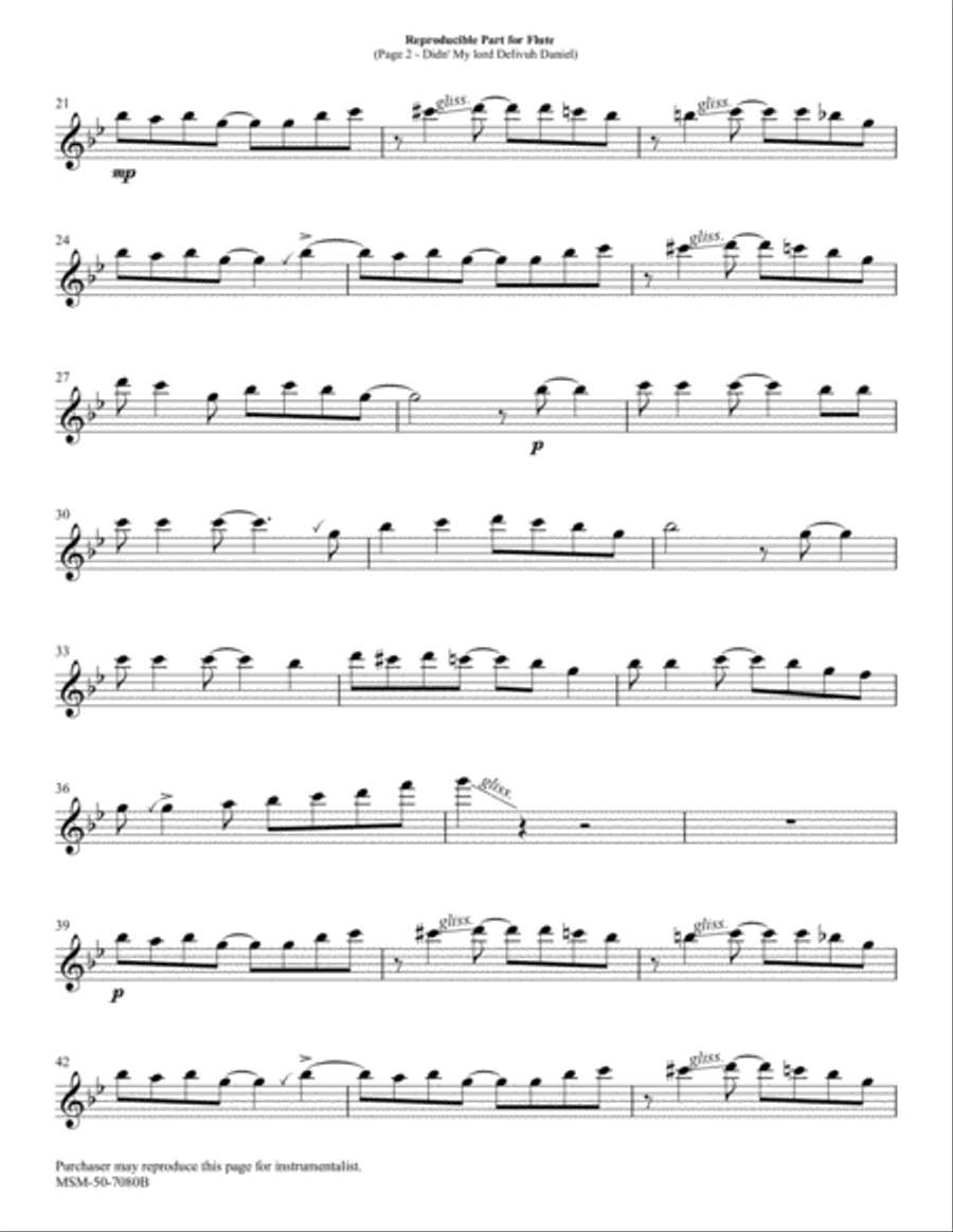 Didn' My Lord Delivuh Daniel? (Downloadable Woodwinds and Percussion Version Instrumental Parts) Choir scores gallery preview page 2