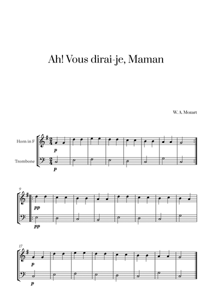 W. A. Mozart - Ah! Vous dirai-je, Maman for French Horn and Trombone image number null
