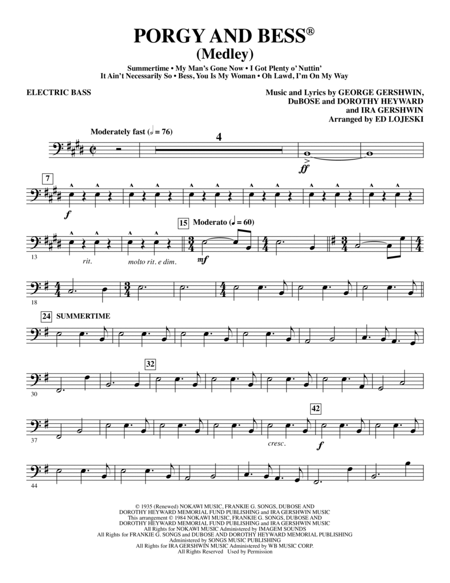 Porgy and Bess (Medley) - Electric Bass Choir scores gallery preview page 1