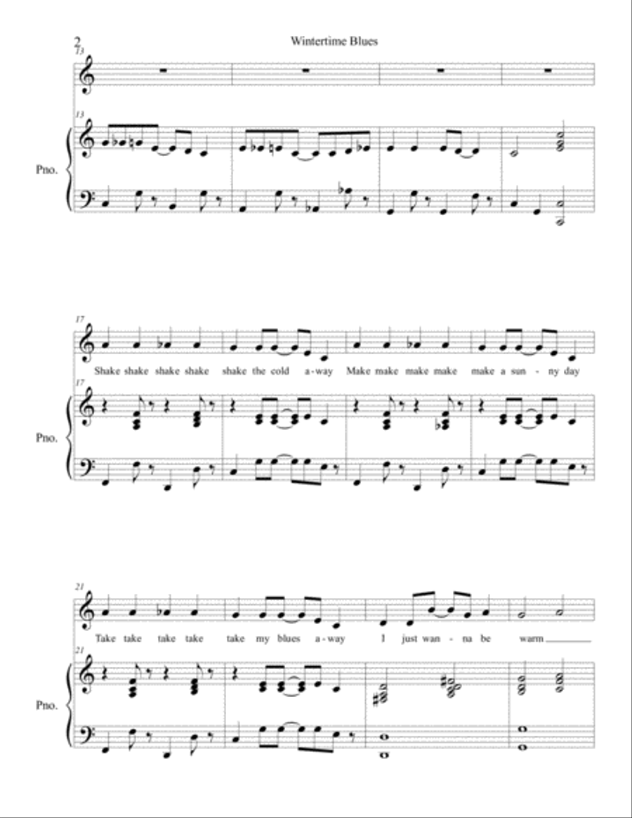 Wintertime Blues Unison Choir scores gallery preview page 2