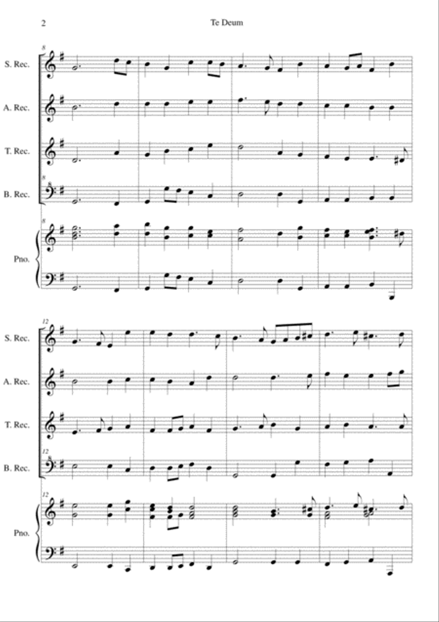 Te Deum Easy Version Te Deum Easy Version Bass Recorder scores gallery preview page 2