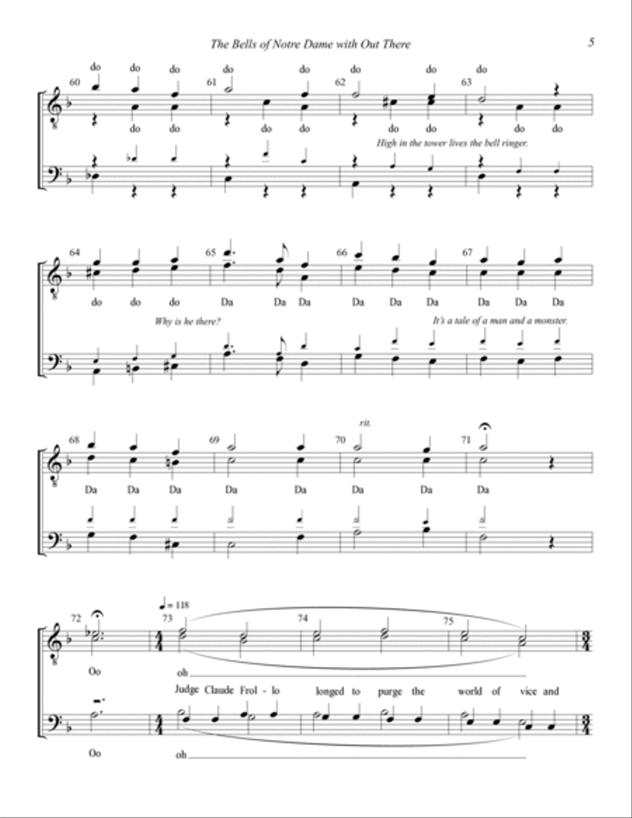 The Bells Of Notre Dame (with Out There) (arr. Aaron Dale) TTBB scores gallery preview page 5