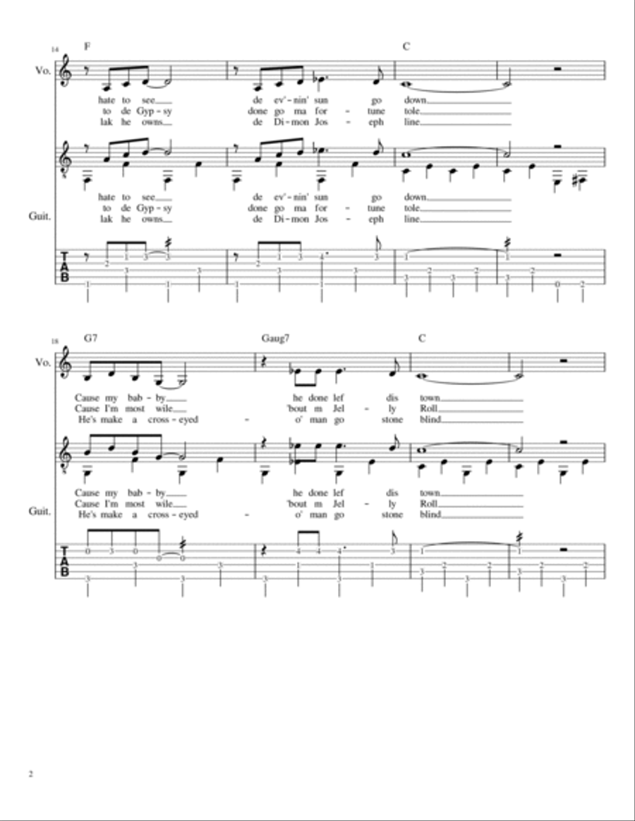 St. Louis Blues - Fingerstyle Guitar Fingerpicking Guitar scores gallery preview page 2