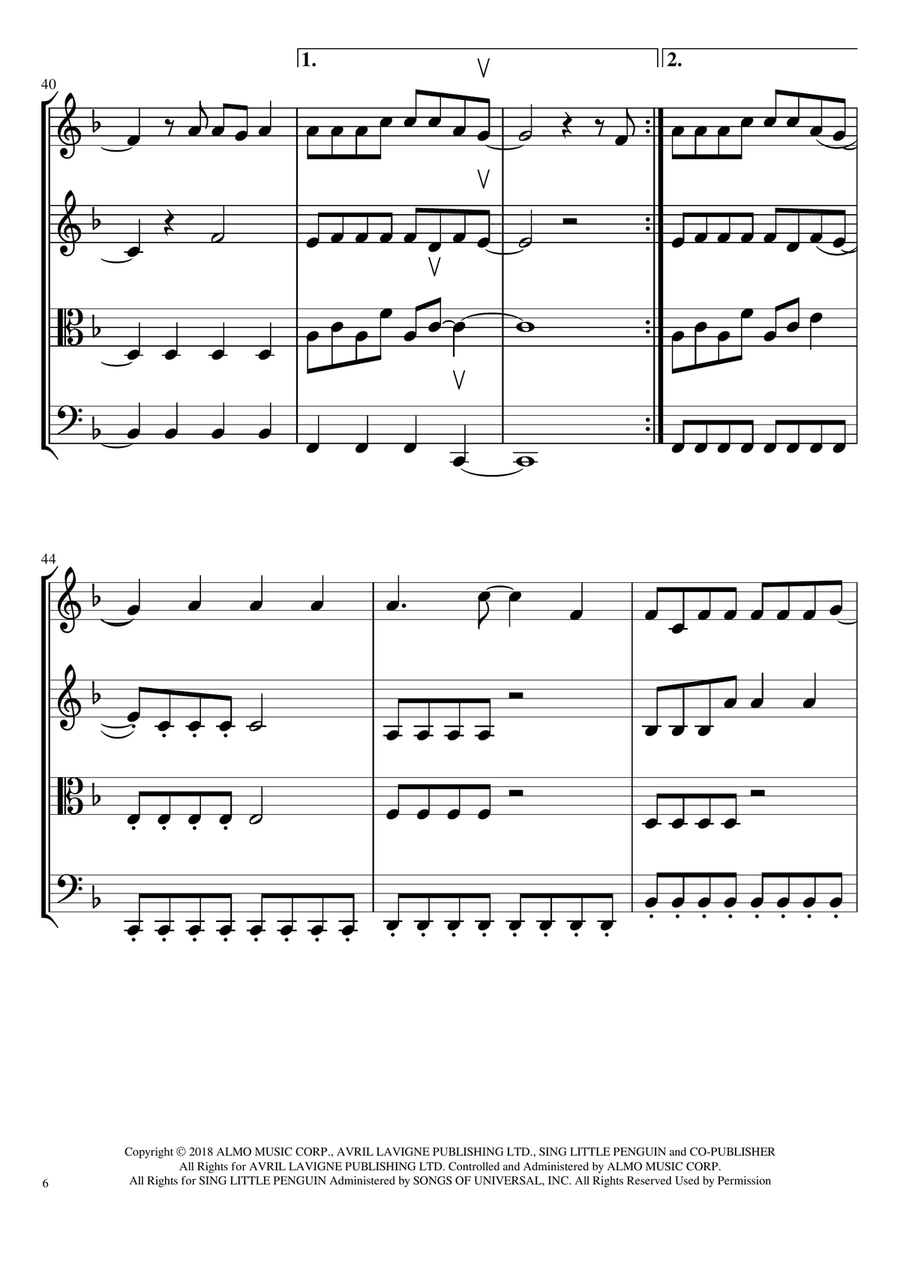 Head Above Water String Quartet scores gallery preview page 6