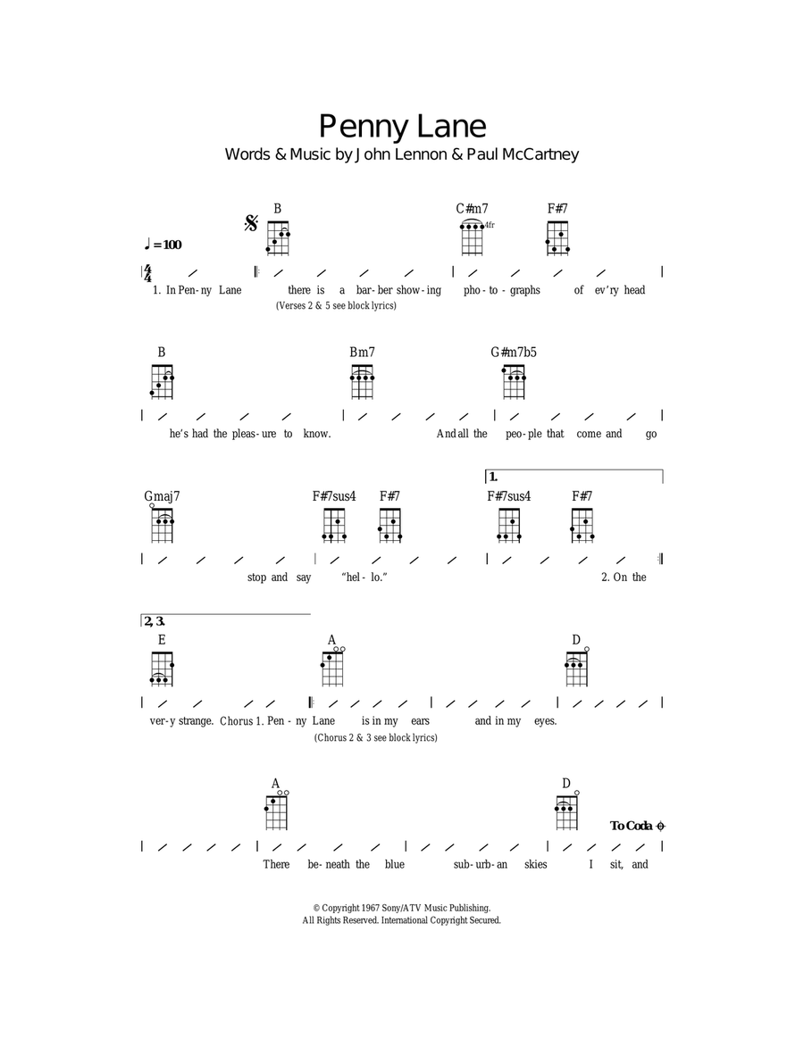 Penny Lane Ukulele scores gallery preview page 1