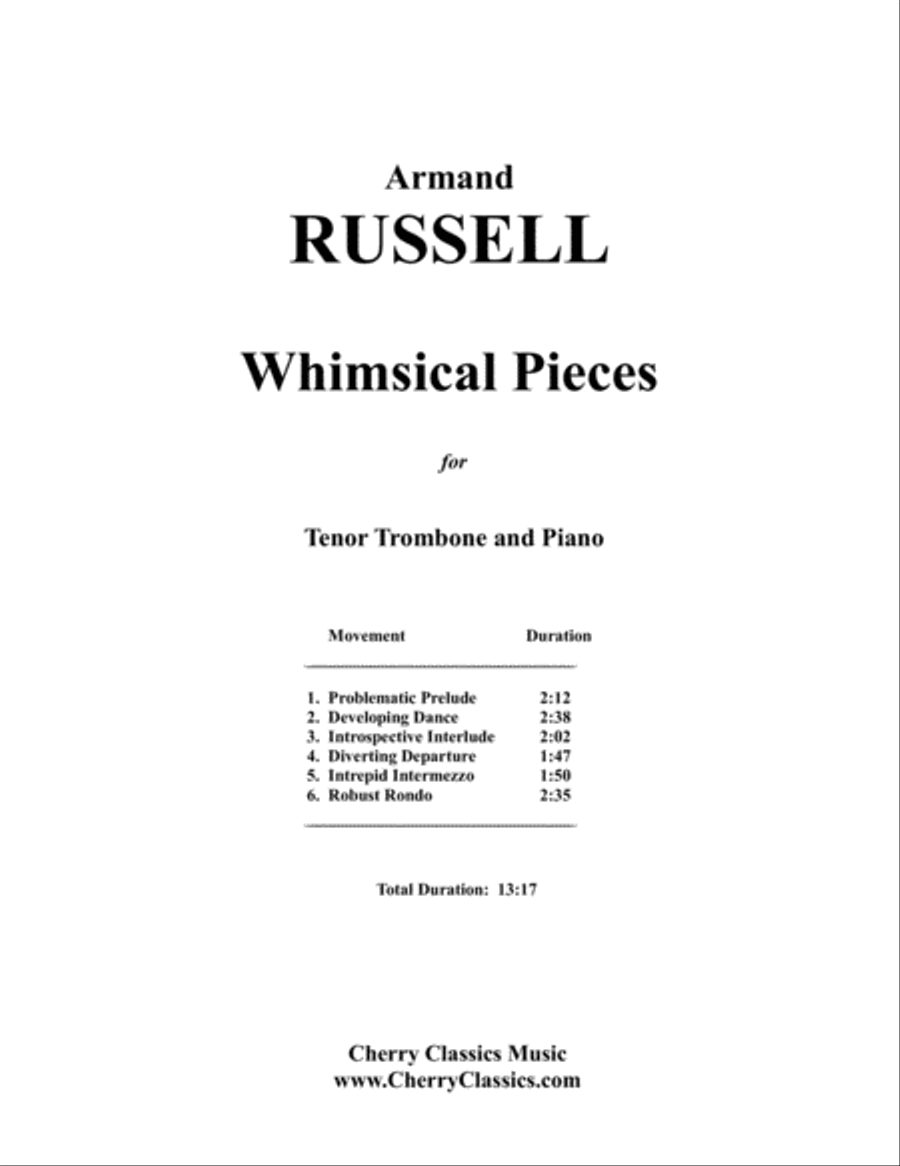 Whimsical Pieces for Trombone and Piano Piano Accompaniment scores gallery preview page 2