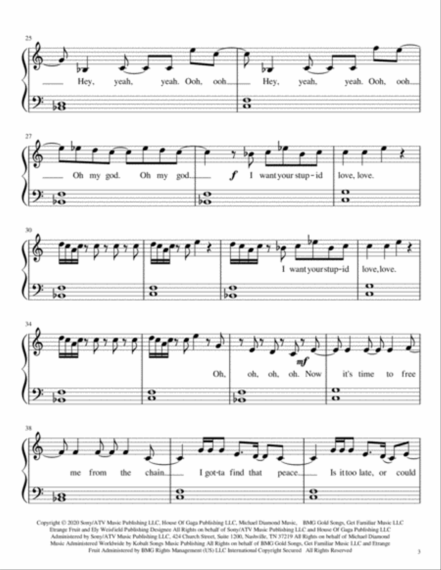 Stupid Love Piano Solo scores gallery preview page 3