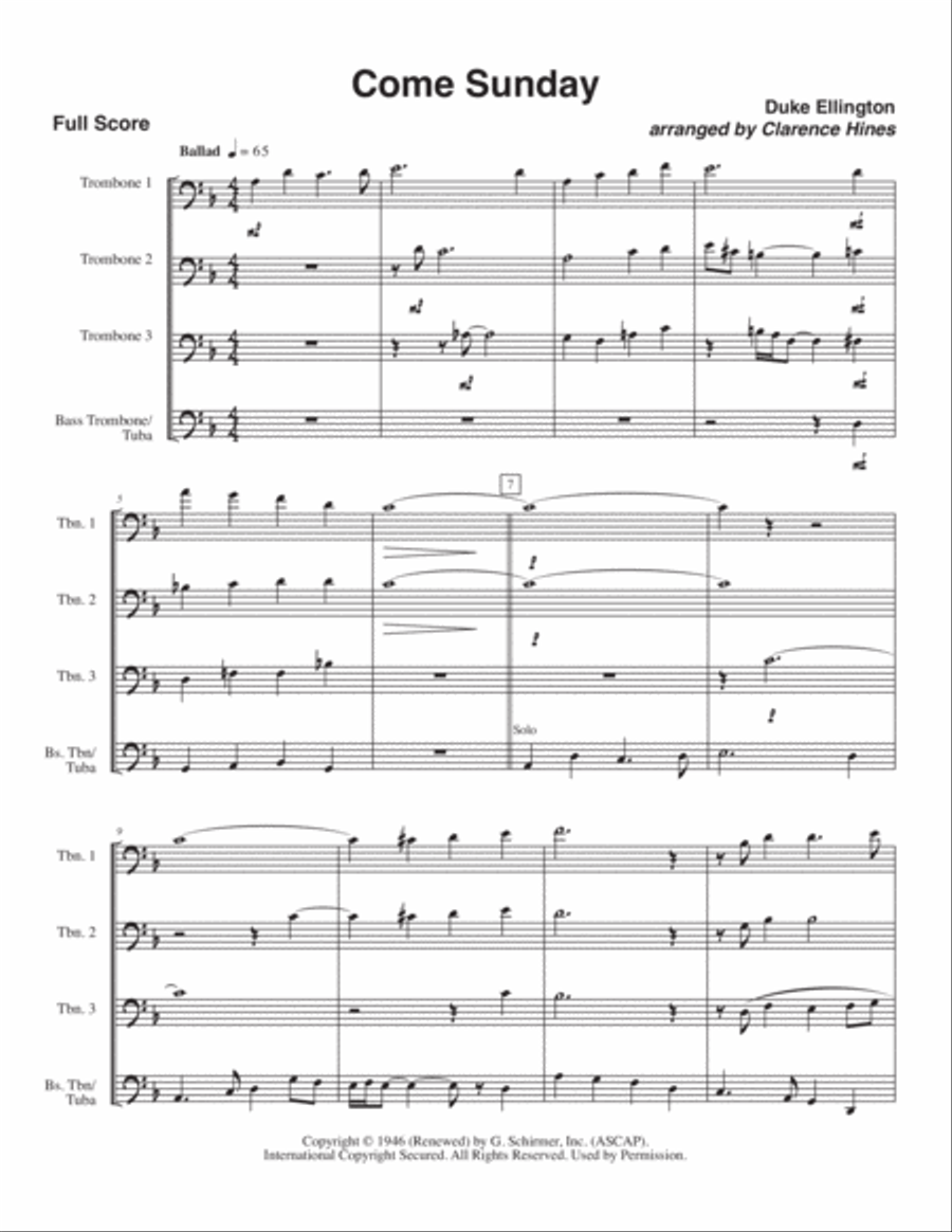 Come Sunday Small Ensemble scores gallery preview page 2