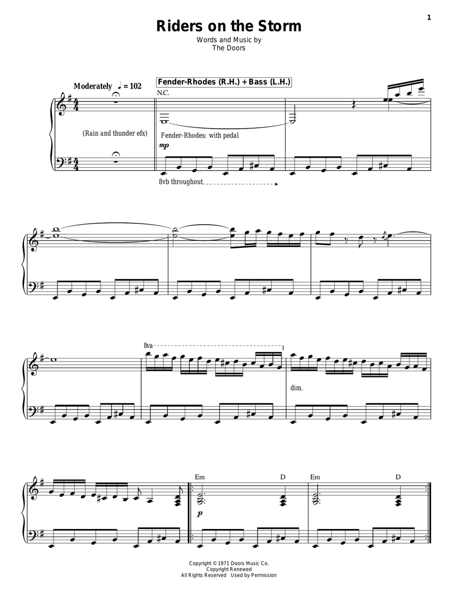 Riders On The Storm Piano, Vocal scores gallery preview page 1