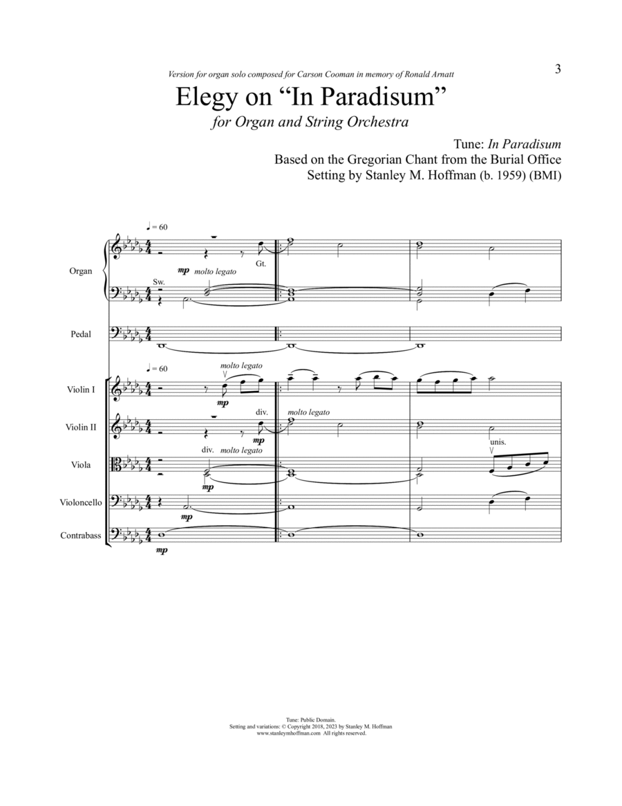 Elegy on "In Pardisum - Version for Organ & String Orchestra image number null