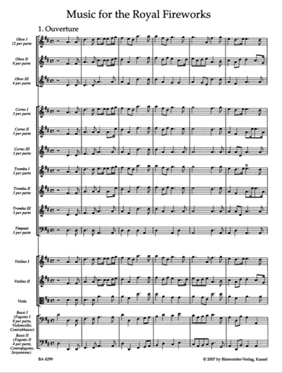 Music for the Royal Fireworks HWV 351 Orchestra scores gallery preview page 2